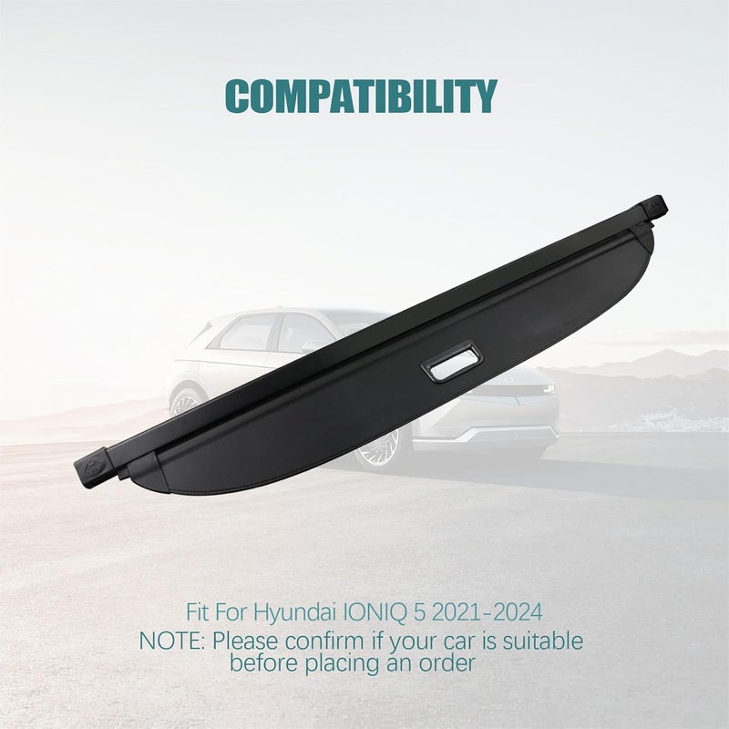 Tesmirror for Hyundai Ioniq 5 Cargo Cover Trunk Cover - Retractable Cargo Cover for Hyundai Ioniq 5 2026 2025 Accessories 2022 2023 2024 Trunk Security Shade Luggage Security Shield Shade - Image 2